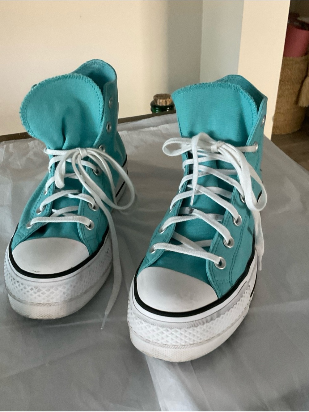 Converse Chuck Taylor All Star High Tops Platform TurquoiseBlue  size 9